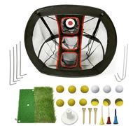 Golf Chipping Practice Net - Portable practice net with 1 double grass practice mat, 12 practice balls, and 6 tees. Suitable for indoor/outdoor/backyard chipping and swing practice.