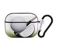 Golf Club Airpod Pro Case Cover Wireless Earbuds Case Protective Cover with Keychain Compatible with AirPods 1st & 2nd Generation Full Protective, Front LED Visible Black