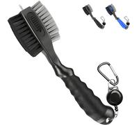 Golf Club Brush and Groove Cleaner - 2ft Retractable Zipline Carabiner, Oversized Brush Head with Retractable Spike,Comfortable Grip Golf Club Cleaner, Practical Golf Accessories (Black)