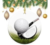 Golf Club Ceramic Christmas Ornaments 3 Inch Vintage Hanging Baubles with Gold String for Xmas Tree Decorations Holiday Party Yard Garden Home Decor Festive Keepsake Gift Exchange