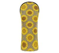 Golf Club Cover Set Headcovers with Number Tags for Driver Fairway Hybrid Wood Yellow Flower Pattern for Girls Leopard Print and Sunflowers