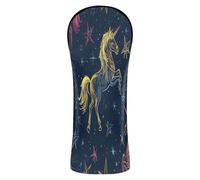 Golf Club Cover Set Premium Leather Accessories with Interchangeable No. Tags for Driver Hybrid and Fairway Woods Starry Fantasy Horse
