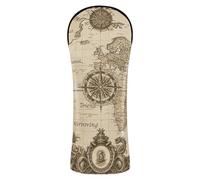 Golf Club Cover Set Premium Leather Accessories with Interchangeable No. Tags for Woods and Driver Fairway Hybrid Vintage Style World Map Wallpaper