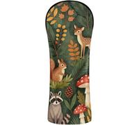 Golf Club Cover Set Premium Leather Headcovers with Interchangeable No. Tags for Woods and Driver Hybrid Mushroom Toadstool Forests Gnome Baby Animal Forestland Fungi