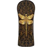 Golf Club Cover Set Premium Leather Waterproof Headcover with Interchangeable No. Tags Designed to Fit All Woods and Drivers Golden Dragonfly Mandala Vintage Luxury Art