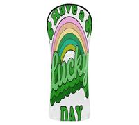 Golf Club Cover Set Premium Leather Waterproof Headcover with Number Tag for Driver Fairway Wood Hybrids St. Patrick's Day Lucky Rainbow Clover