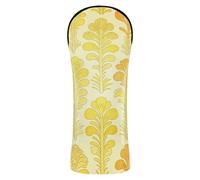 Golf Club Cover Set Premium Leather Waterproof Headcover with Number Tags for Driver/Fairway Wood/Hybrid Sunset Yellow Floral Lei Hawaiian