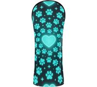 Golf Club Cover Set Pu Leather with Interchangeable No. Tags for Driver Fairway Wood Hybrid Heart with Paw of A Dog Or Cat Cat Mom Or Dog Dad