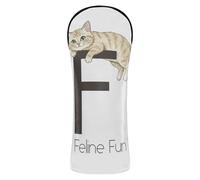 Golf Club Cover Set Pu Leather with Number Tags for Fairway Wood Hybrid Cat Letter F Feline Fun Graphic