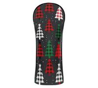 Golf Club Cover Set Waterproof Headcovers with Interchangeable No. Tags for Driver Fairway Wood Hybrids Mini Merry Christmas Trees with Buffalo Plaid & Leopard