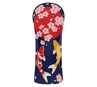 Golf Club Cover Set Waterproof Headcovers with Interchangeable No. Tags for Driver/Fairway Wood/Hybrid Fish Ying Yang Japanese Flag Japan Cherry Blossom