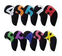Golf Club Covers Colorful Big Number Iron Head Covers Waterproof Neoprene Golf Club Iron Headovers Wedges Covers 10pcs Golf Head Covers