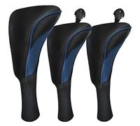 Golf Club Covers for Driver Fairway 3 Pcs Woods Golf Club Head Covers Hybrid Golf Headcovers Set Long Neck Golf Club Head Cover with Interchangeable Tags 3 4 5 6 7 X Golf Accessories for Men Women