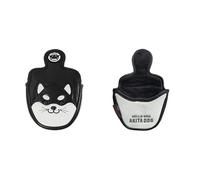 Golf Club Covers Golf Headcover Cute Akita Golf Club Head Cover For Driver Fairway Hybrid Putter PU Leather Protector Wood Covers Golf Head Covers(Black Mallet Putter)
