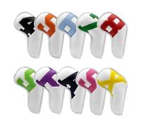 Golf Club Covers Golf Iron Club Head Covers Set Headcovers Fits For All Iron Wedges -Big Number -Long Neck- Black/White Pu 10pcs/Pack Golf Head Covers(4)