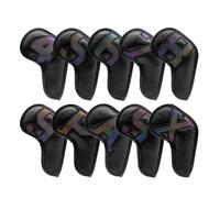 Golf Club Covers Golf Iron Club Head Covers Set Headcovers Fits For All Iron Wedges -Big Number -Long Neck- Black/White Pu 10pcs/Pack Golf Head Covers(1)