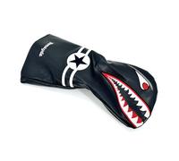 Golf Club Covers Golf PU Leather Wood Head Cover Driver Fairway Hybrid Shark Cartoon Pattern Club Protective Sleeve(Driver)