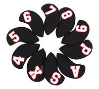 Golf Club Covers Head for Iron Golf Clubs Neoprene 10Pcs Numbered Headcovers Protective Set - Durable Material, Scratch Prevention, Easy Identification (Black)