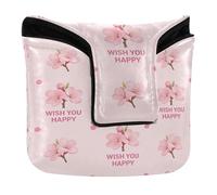 Golf Club Covers Magnetic Closure Golf Putter Headcovers for Mallets and Square PU Leather Waterproof Wish You Happy Blush Floral