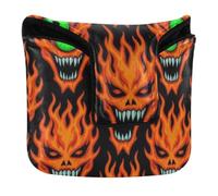Golf Club Covers Magnetic Closure Gothic Flaming Demon Skull Orange