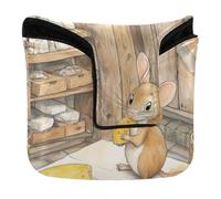Golf Club Covers Magnetic Snap Golf Putter Headcovers for Mallet Square PU Leather Mouse Sneaking Into The Cheese Factory