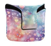 Golf Club Covers with Magnetic Closure Golf Putters Headcovers for Mallets and Square PU Leather Waterproof Heart Bubble Dream Color
