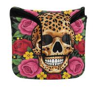 Golf Club Covers with Magnetic Closure Putters Headcovers for Mallet Square PU Leather Waterproof Dr?le Dia De Los Muertos Léopard Tête De Mort Fleur Mexicaine