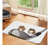 Golf Club Dog Food Mats for Floors, 16x24 Inch Non-Slip Super Absorbent Pet Food Mat, Dishwasher Dog Mat for Food and Water, Cute Rubber Quick Dry Pet Feeding Mat for Dogs Puppy Cats
