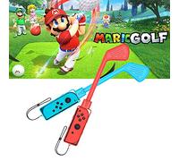 Golf Club for Mario Golf: Super Rush - Nintendo Switch Joy-con Accessories,Mini Golf Clubs Hand Grip Accessories with Wrist Strap for Joy Cons - 2 Pack (Red & Blue)