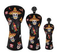 Golf Club Head Cover 3 Wood Headcover Sugar Skull (3pcs(DR+FW+UT))