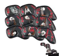 Golf Club Head Cover - Driver Headcover Set - Golf Head Covers For Men | 9pcs Embroidered Skull Golfing Heads Covers,Stylish Protective Golfing Accessories For Men To Shield Irons Woods In Bag For Cou