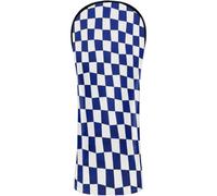 Golf Club Head Cover Headcover with Interchangeable No. Tags for Woods and Driver Fairway Hybrid Navy Blue and White Buffalo Plaid Gingham Check Pattern1