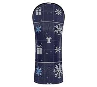 Golf Club Head Cover Headcovers with Number Tag for Driver, Woods and Hybrid Christmas Cross - Stitch Snowflakes and Gifts on Navy
