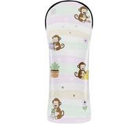Golf Club Head Cover Headcovers with Number Tags for Driver Hybrid and Fairway Woods Cute Curious Monkey and Flower Pattern Playful George