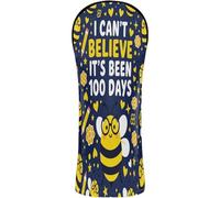 Golf Club Head Cover Premium Leather Accessories with Interchangeable No. Tags for Driver Hybrid and Fairway Woods I Can't Believe It's Been 100 Days of School Bee