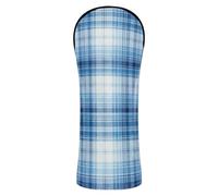 Golf Club Head Cover Premium Leather Accessories with Interchangeable No. Tags for Fairway Wood Hybrid Blue White Classic Plaid