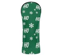 Golf Club Head Cover Premium Leather Headcovers with Interchangeable No. Tags for Driver Fairway Hybrid Wood Christmas Ho Ho Ho Snowflake Green Pattern