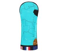 Golf Club Head Cover Premium Leather Headcovers with Interchangeable No. Tags for Driver, Fairway Wood Hybrid Brazil Simplified Region Map