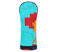 Golf Club Head Cover Premium Leather Headcovers with Interchangeable No. Tags for Driver, Woods and Hybrid Brazil Colored - Region Map W/Flags