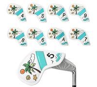 Golf Club Head Cover | Protective Case with Tropical Pattern - 9 Piece Iron Covers Set - for Competition Training Course Practice and Travel