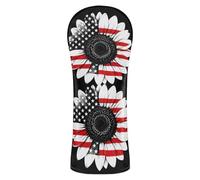 Golf Club Head Cover Pu Leather with Interchangeable No. Tags for Driver Fairway Wood Hybrid Sunflower Butterfly Flag Firefighter Thin Red Line