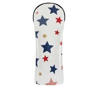 Golf Club Head Cover Pu Leather with Interchangeable No. Tags for Driver & Fairway Woods Blue Red White Stars Patriotic Pride USA 4th of July