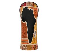 Golf Club Head Cover Pu Leather with Number Tag for Driver, Fairway Wood Hybrid African Continent Map Tribal Abstract