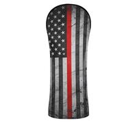 Golf Club Head Cover Pu Leather with Number Tags Designed to Fit All Woods and Drivers USA Flag Thin Red Line Cool Patriotism Firefighter