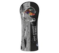 Golf Club Head Cover Pu Leather with Number Tags for Driver Fairway Wood Hybrids Space Rooster Moon Astronaut Cock-a-Doodle-doo Pattern