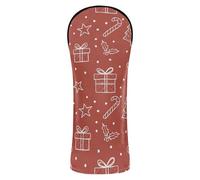 Golf Club Head Cover Pu Leather with Number Tags for Driver Hybrid and Fairway Woods Red White Hand Drawn Christmas Elements