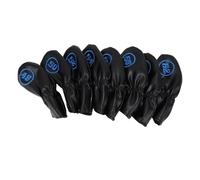 Golf club head cover, push rod head cover, iron head cover, soft PU material with replaceable number plate (Black)