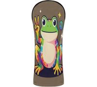 Golf Club Head Cover Set Headcovers with Interchangeable No. Tags for Driver Hybrid and Fairway Woods Humorous Gifts for Frog Lover Tie-dye Frog Peace Sign Hippie Multicolor