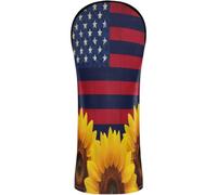 Golf Club Head Cover Set Premium Leather Accessories with Interchangeable No. Tags Designed to Fit All Woods and Drivers America Sunflowers USA Flag