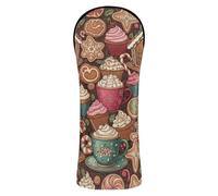 Golf Club Head Cover Set Premium Leather Accessories with Interchangeable No. Tags for Driver Hybrid and Fairway Woods Gingerbread House & Treats Christmas Pattern